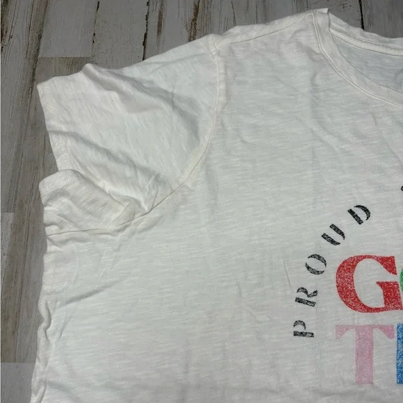 Old Navy Size 3X Bone Color Graphic Short Sleeve Womens Top - Picture 6 of 11